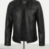 Armor Black Leather Biker Style Jacket