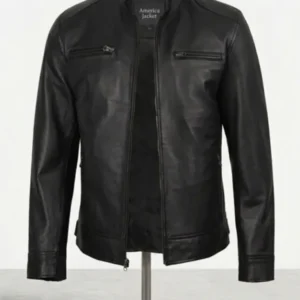 Armor Black Leather Biker Style Jacket
