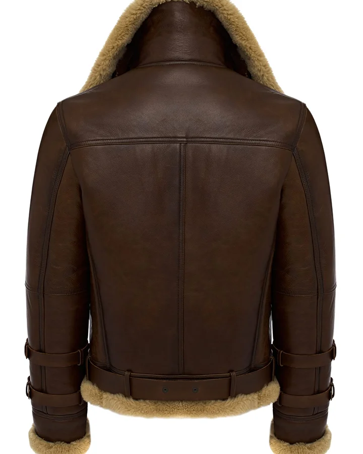 Aviator RAF Shearling Fur Bomber Jacket back Aviator RAF Shearling Fur Bomber Jacket back